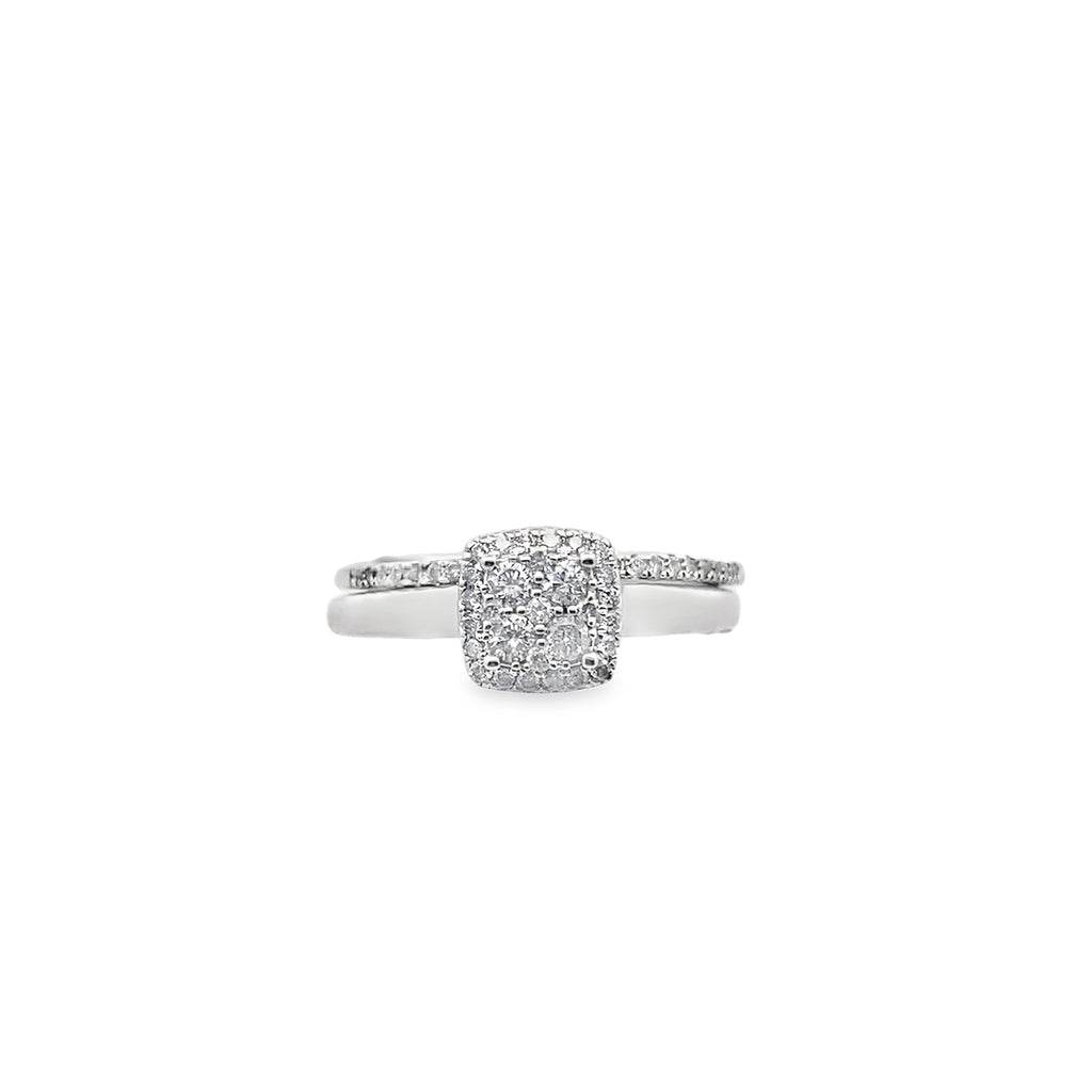 0.33Ctw 14K White Gold Diamond Bridal Set  Size 7 3.4Dwt