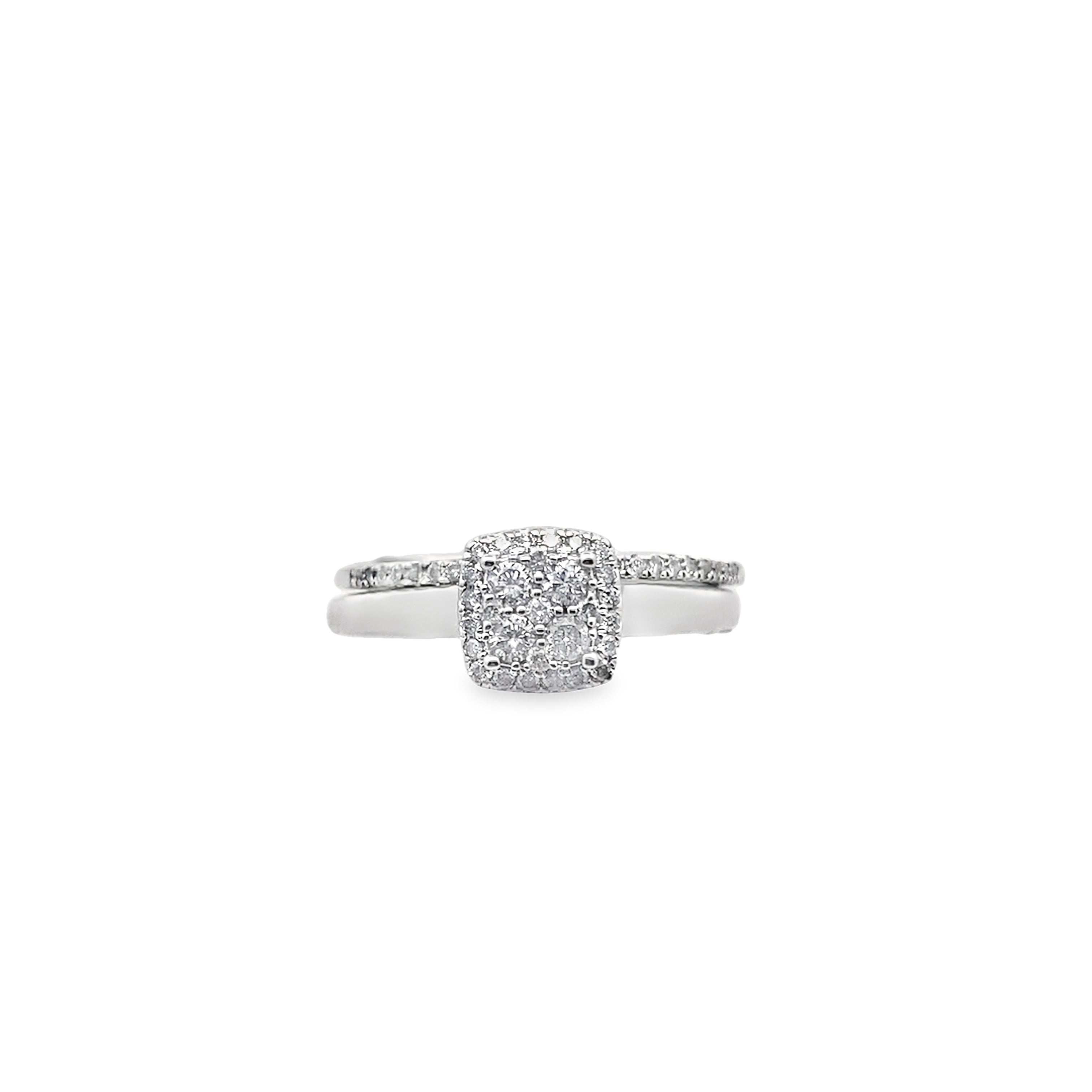 0.33Ctw 14K White Gold Diamond Bridal Set  Size 7 3.4Dwt