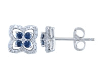 0.20Ctw Diamond & 0.21Ctw Sapphire 14K White Gold Stud