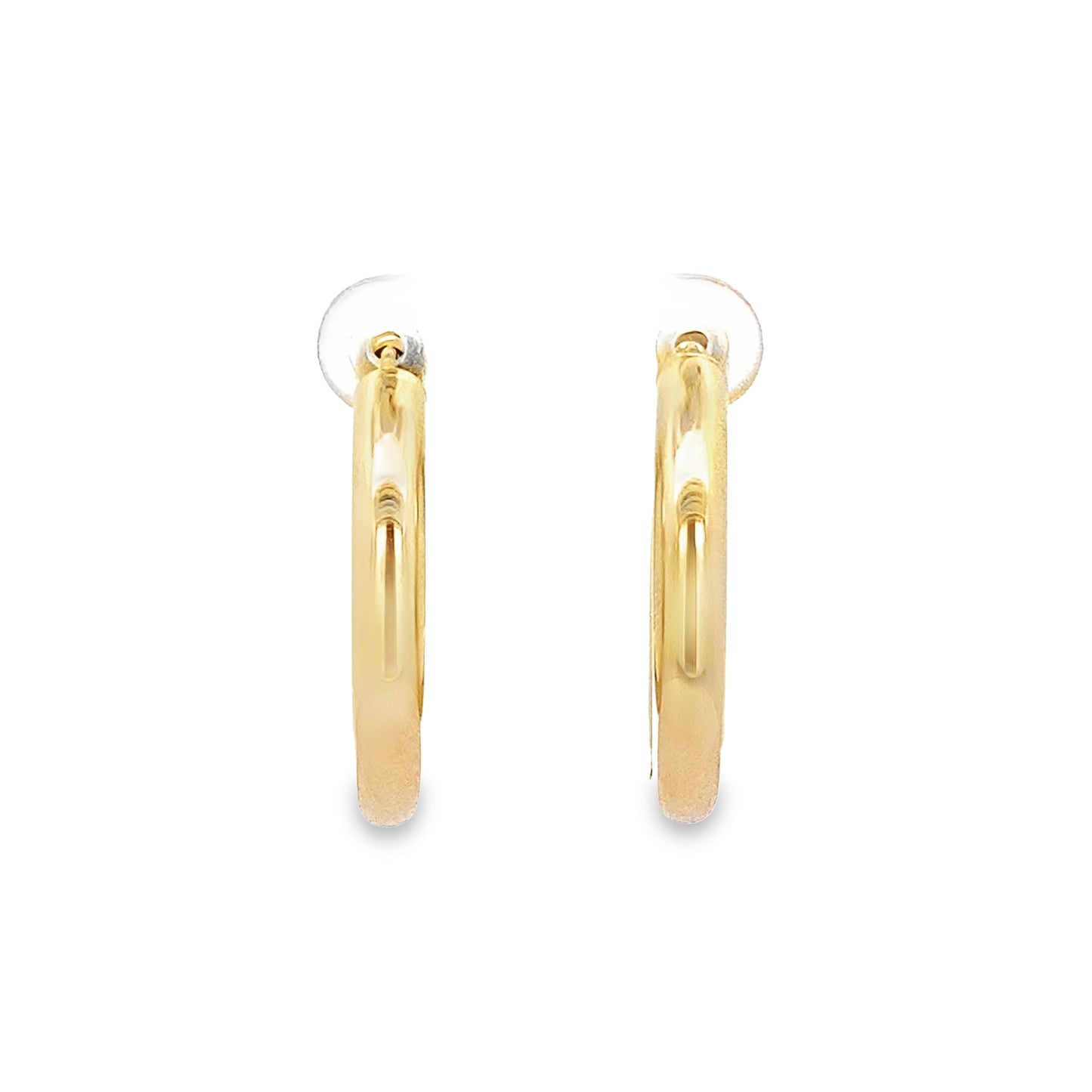 14K Yellow Gold  Plain Tube Hoop Earrings 2.8Dwt