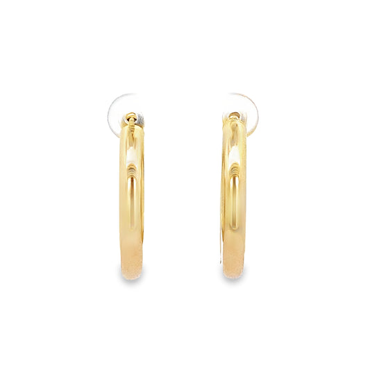 14K Yellow Gold  Plain Tube Hoop Earrings 2.8Dwt