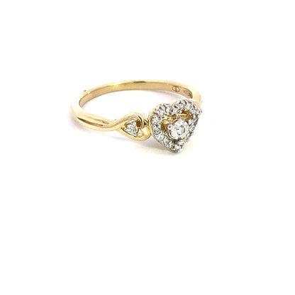 1/8 Ctw 10K Yellow Gold Heart-Shaped Diamond Promise Ring Size 7 1.6Dwt