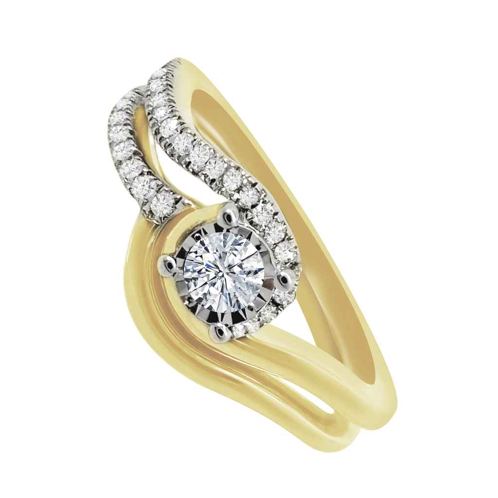 0.27Ctw 10K Yellow Gold Diamond Wedding Set Ring Size 7 2.5Dwt