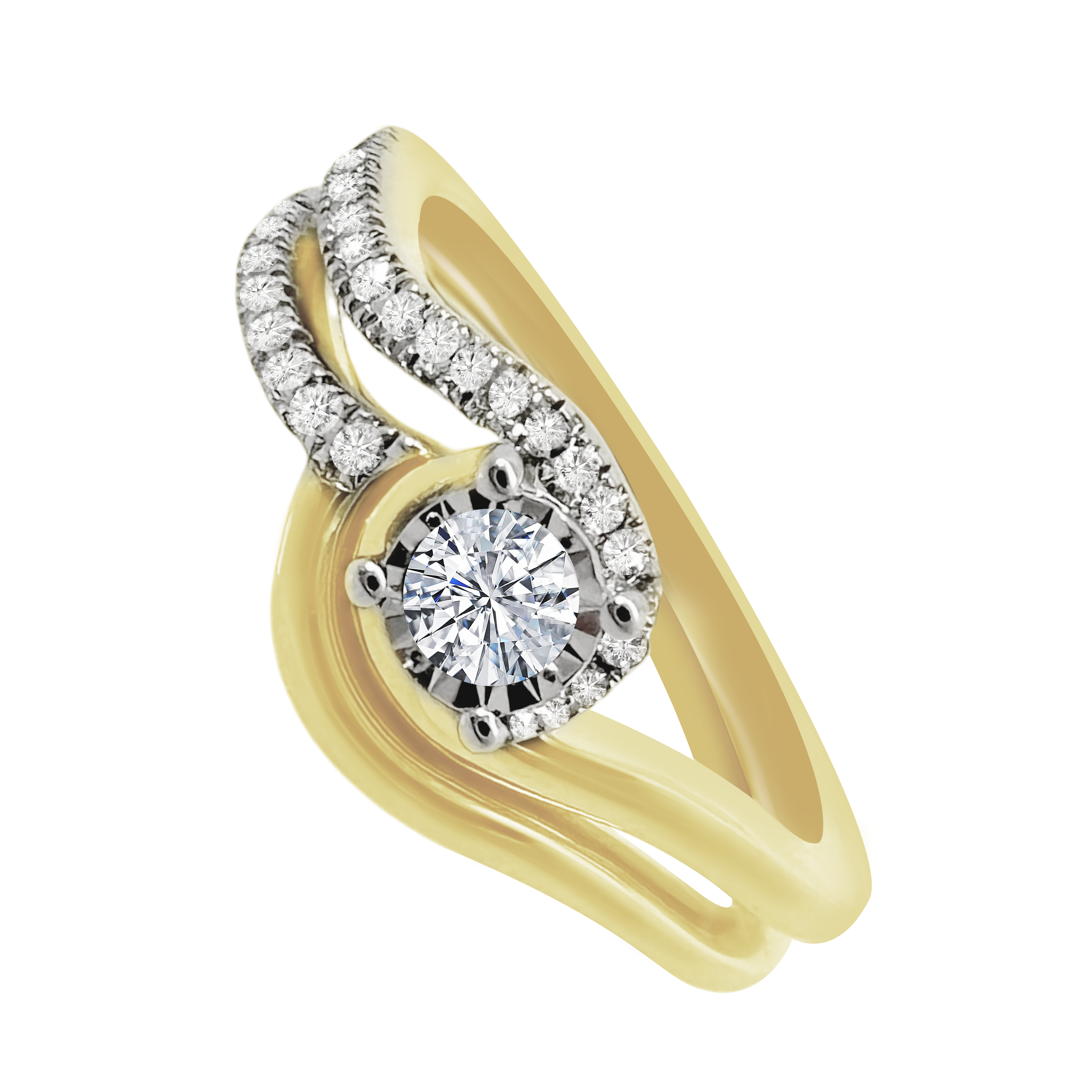 0.27Ctw 10K Yellow Gold Diamond Wedding Set Ring Size 7 2.5Dwt