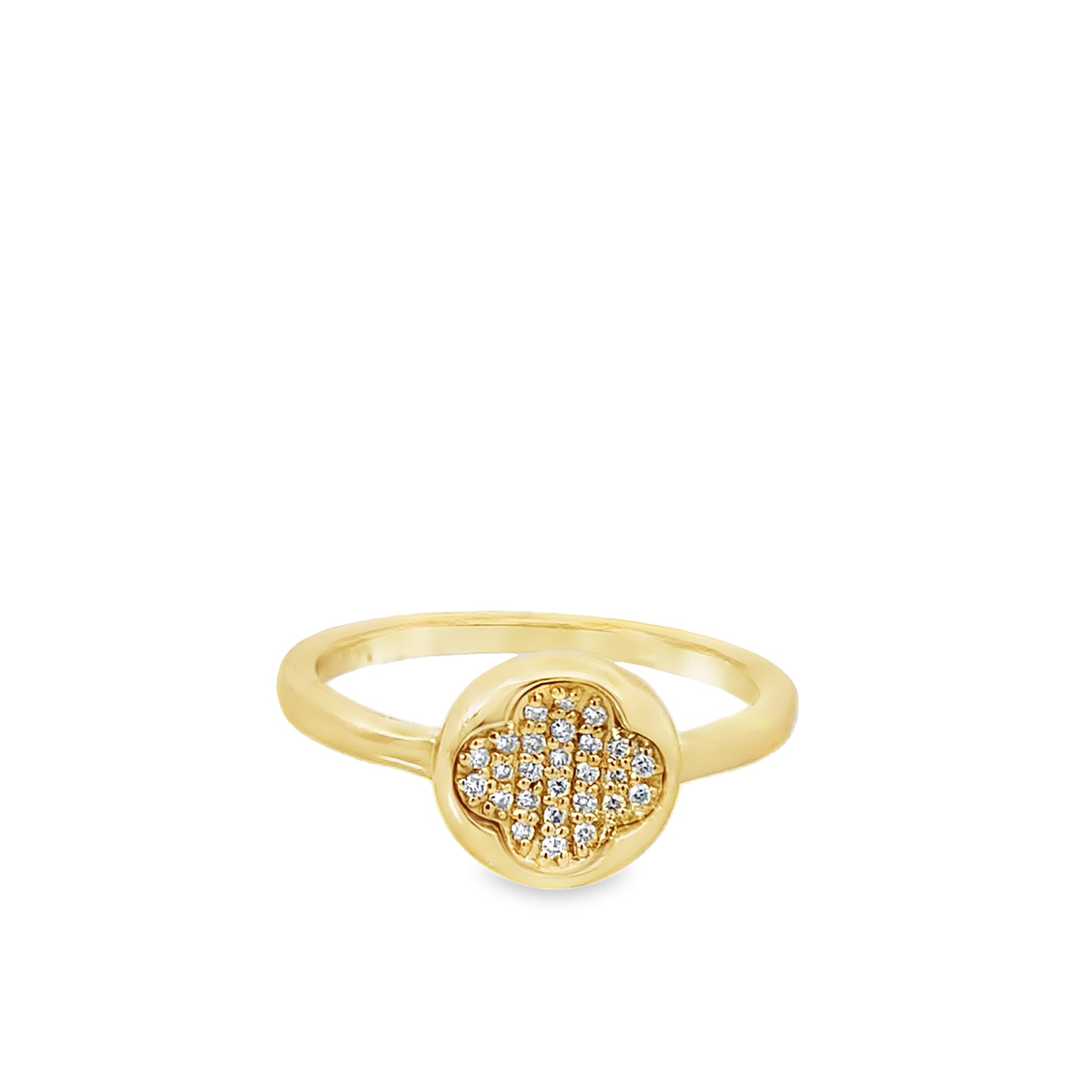 0.07Ctw 14K Yellow Gold Diamond Flower Ring Size 7 1.8Dwt