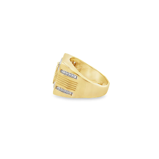 10K Yellow Gold San Lazaro Onyx W/Cz Mens Ring Size 11 7.4Dwt