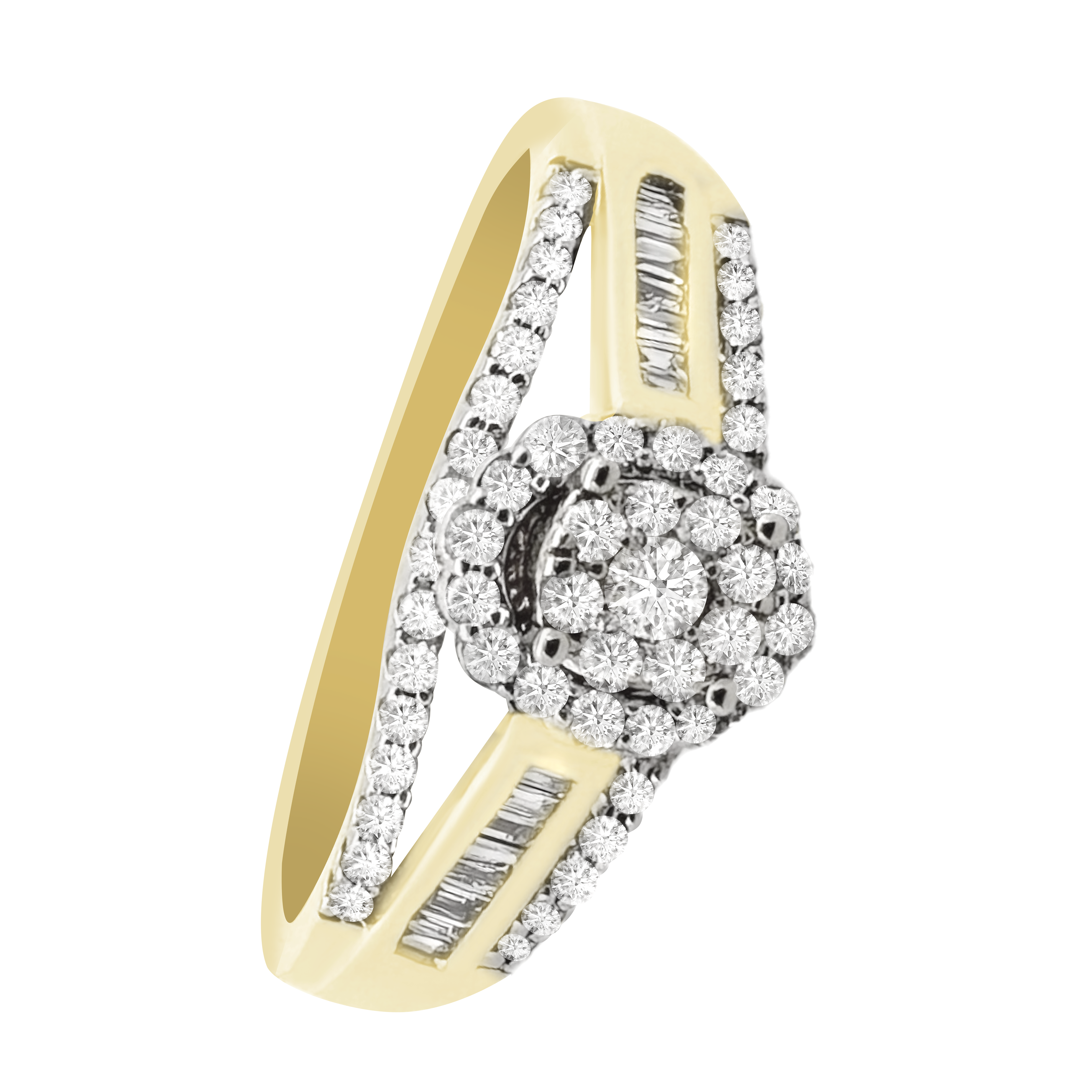 0.35Ctw 10K Yellow Gold Diamond Engagement Ring Size 7 1.7Dwt