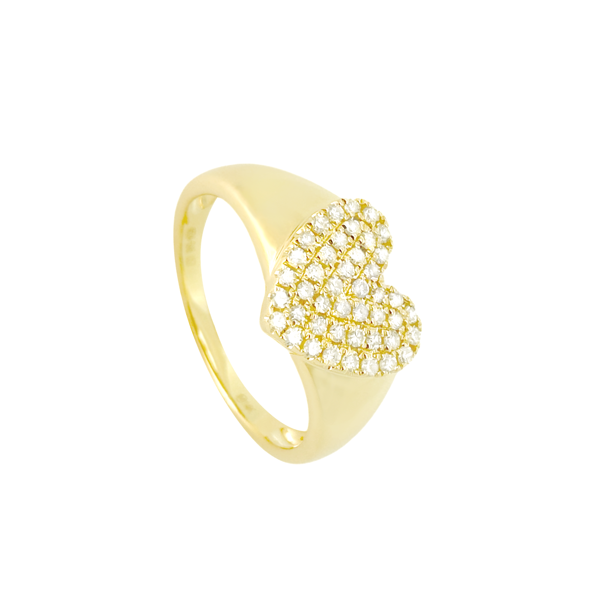 0.24Ct 14K Yellow Gold Diamond Heart Ring Size 7 1.8Dwt