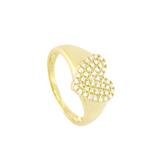 0.24Ct 14K Yellow Gold Diamond Heart Ring Size 7 1.8Dwt