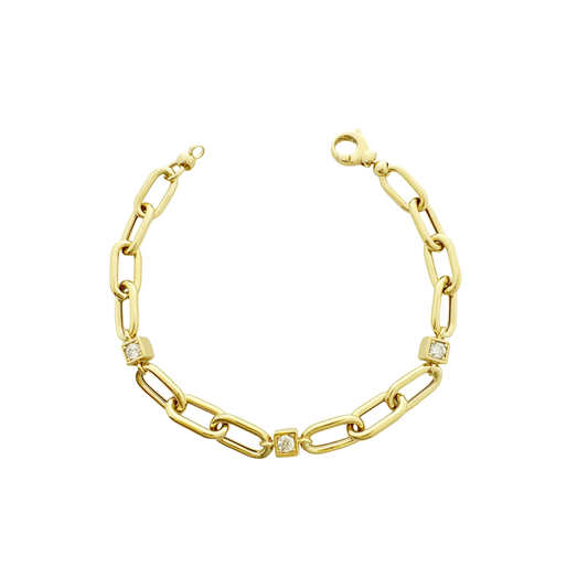 14K Yellow Gold Ladies Fancy Paperclip Bracelet 7.5In 5.4Dwt