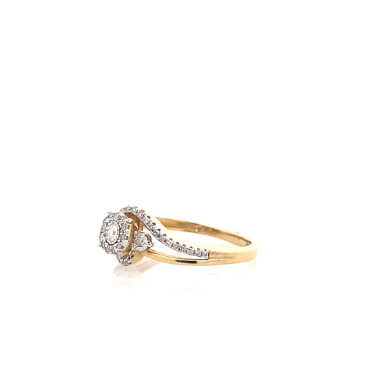 0.25Ctw 10K Yellow Gold Lds Engagement Ring Size 7 1.4Dwt