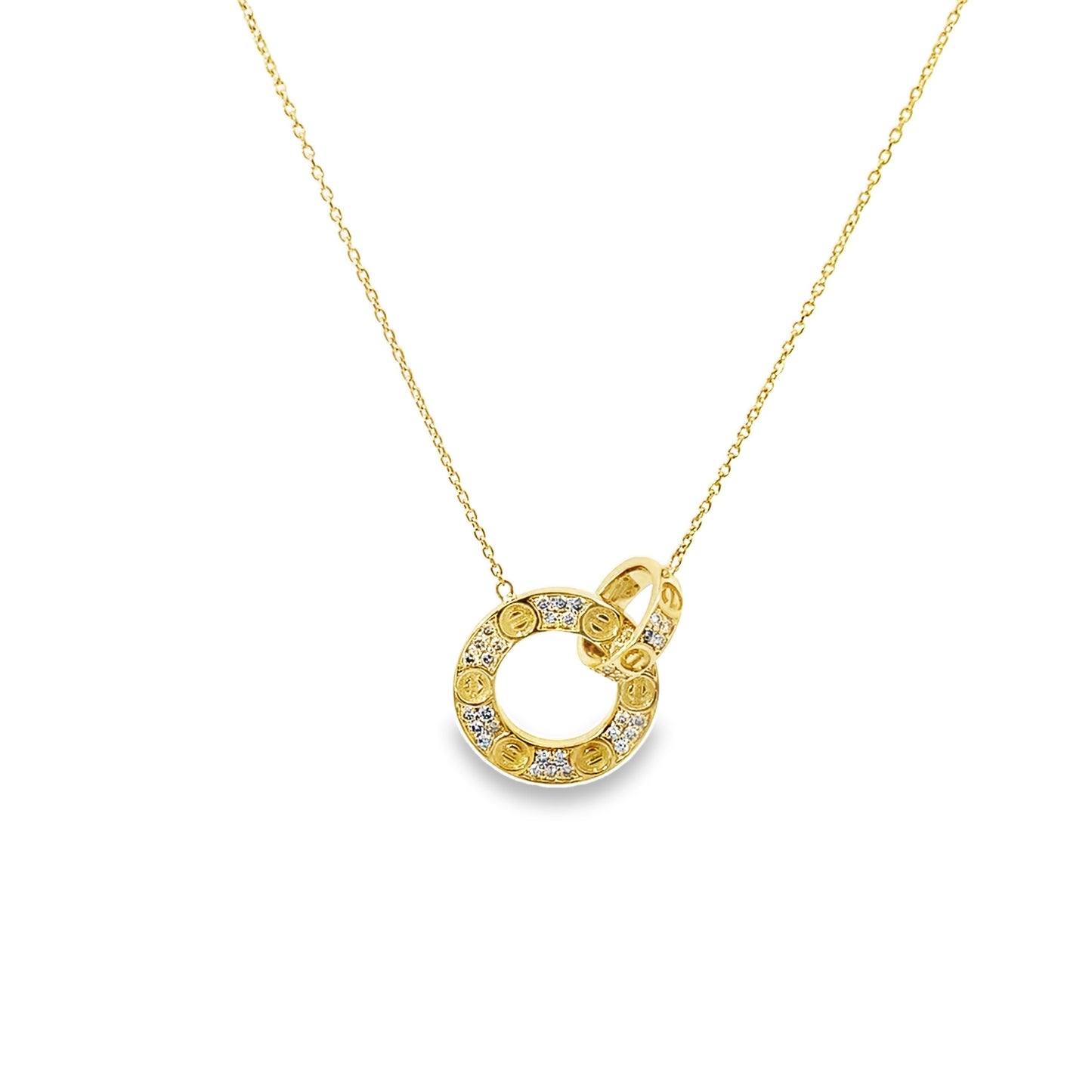 0.34Ctw 18K Yellow Gold Diamond Screw Style Pendant Necklace 19In 2.9Dwt