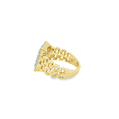 1.0Ct 10K Yellow Gold Diamond Fashion Ring Size 7 3.0Dwt