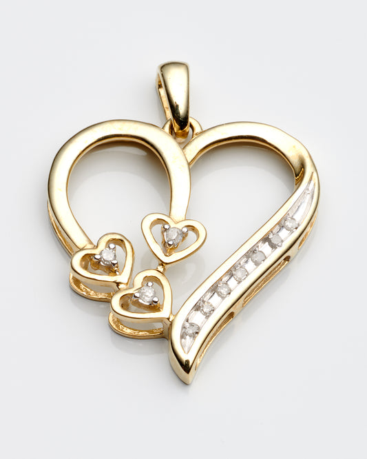 0.05Ctw 10K Yellow Gold Diamond Heart Pendant 1.0Dwt
