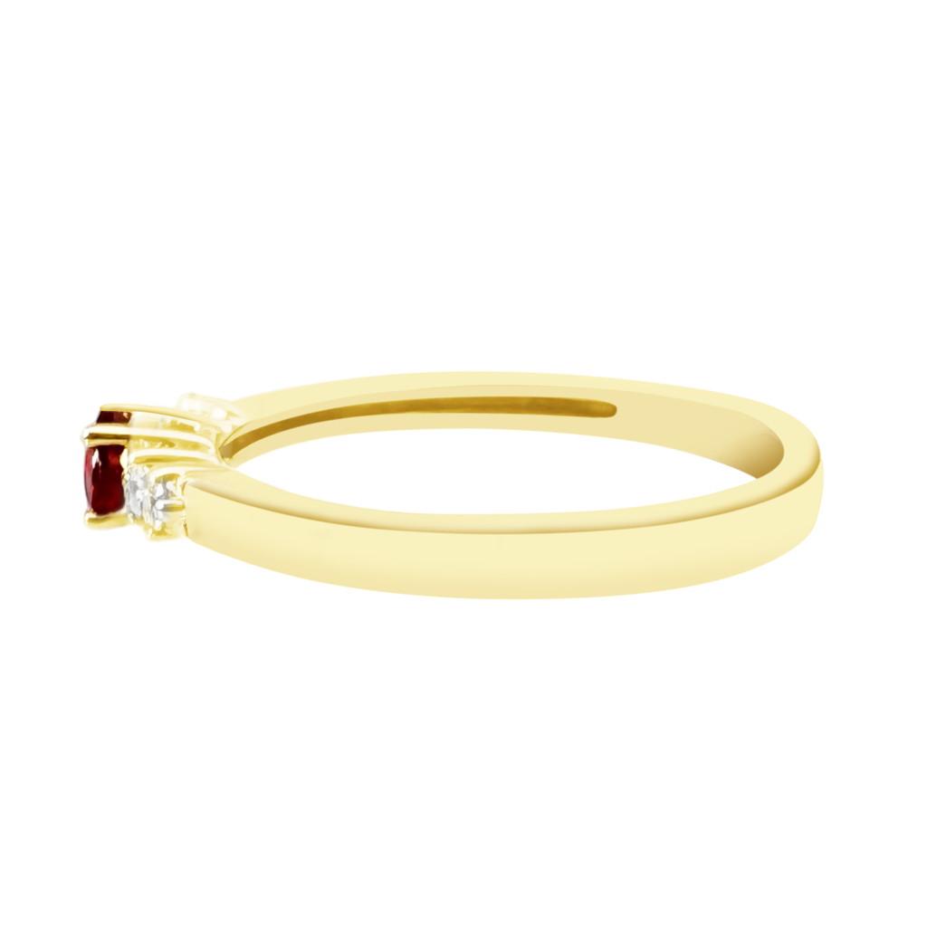 0.06Cr Dia 0.24Ct Ru 14K Yellow Gold Dia & Ruby Fashion Ring Size 7 1.2Dwt