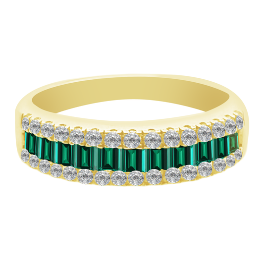 0.49 Emsq 0.30 Dird 14K Yellow Gold Emerald & Dia Ring Size 7 2.7Dwt