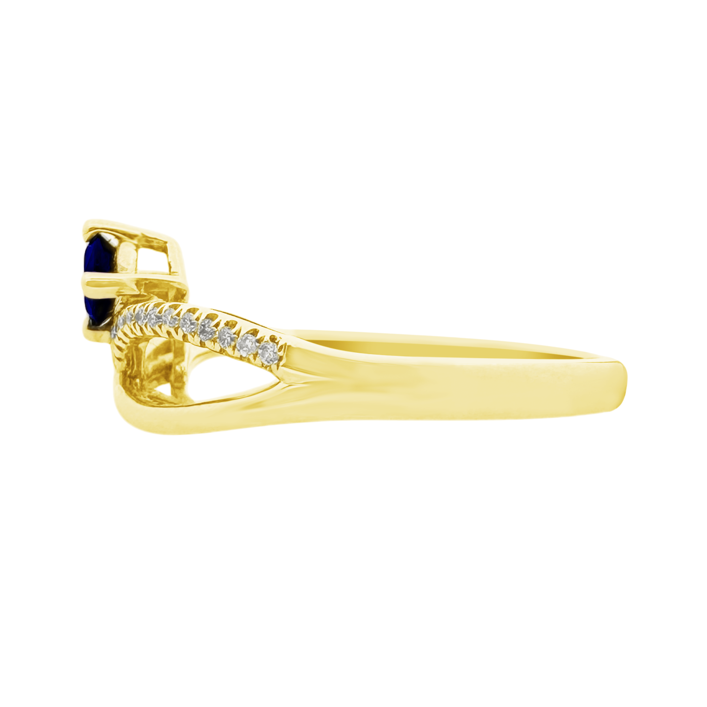 0.05Ct Dia 0.33Ct Bs 14K Yellow Gold Blue Sapphire Fashion Ring Size 7 1.5Dwt