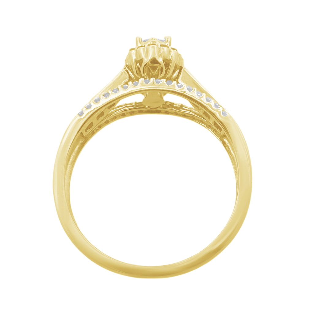 0.35Ctw 10K Yellow Gold Diamond Engagement Ring Size 7 1.7Dwt