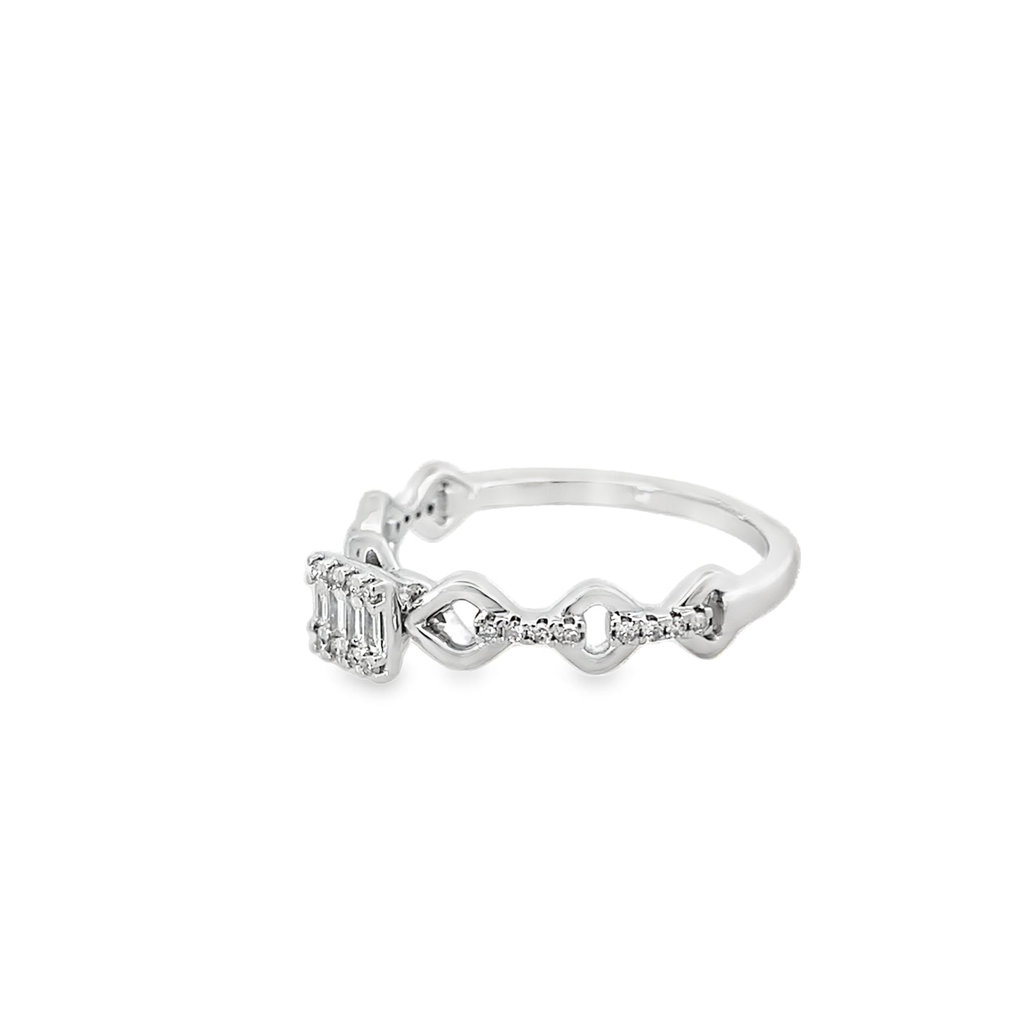 0.15Ctw 14K White Gold Diamond Fashion Ring Size 7 1.4Dwt