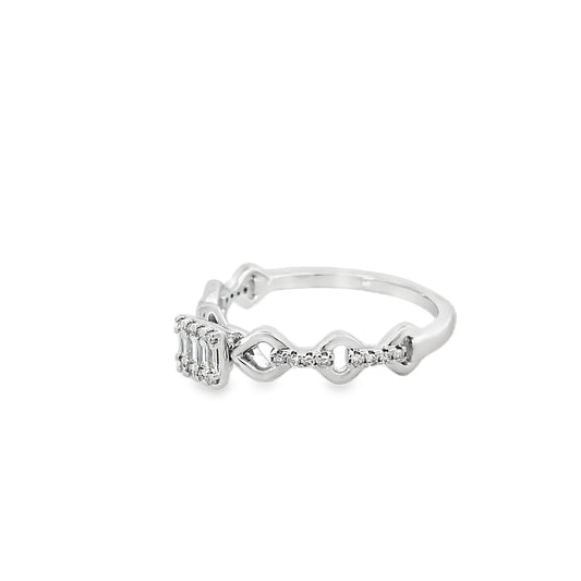 0.15Ctw 14K White Gold Diamond Fashion Ring Size 7 1.4Dwt