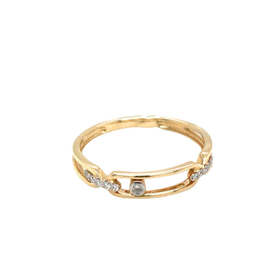 (Uj2)0.06Ctw 14K Yellow Gold Diamond Fashion Ring Size 7 0.8