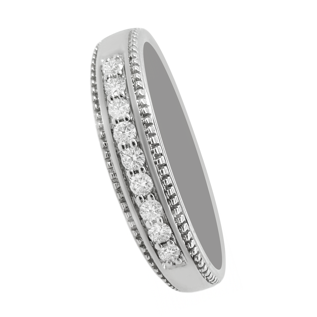 0.20Ct 10K White  Gold Diamond Mens Wedding Band Size 10 2.2Dwt