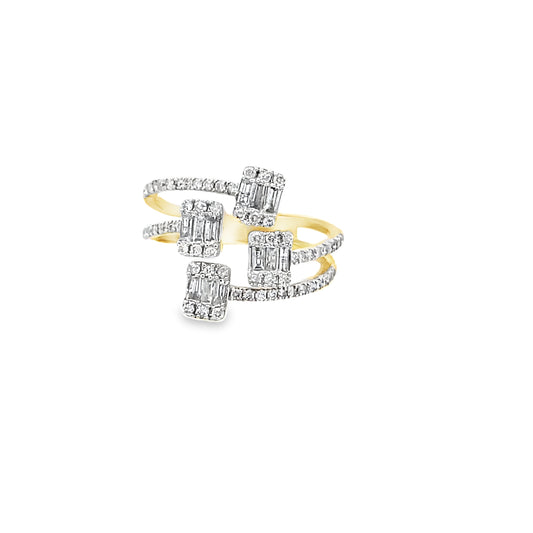 0.75Ctw 14K Yellow Gold Diamond Fashion Ring Size 7 2.6Dwt