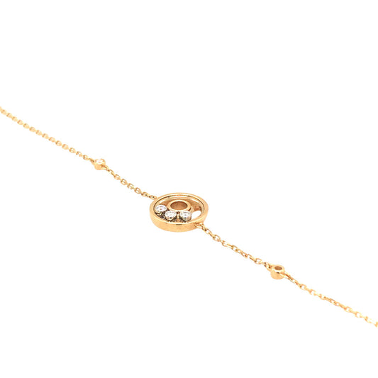 (Uj2)0.07Ctw 18K Yellow Gold Cable Link Bracelet With Round