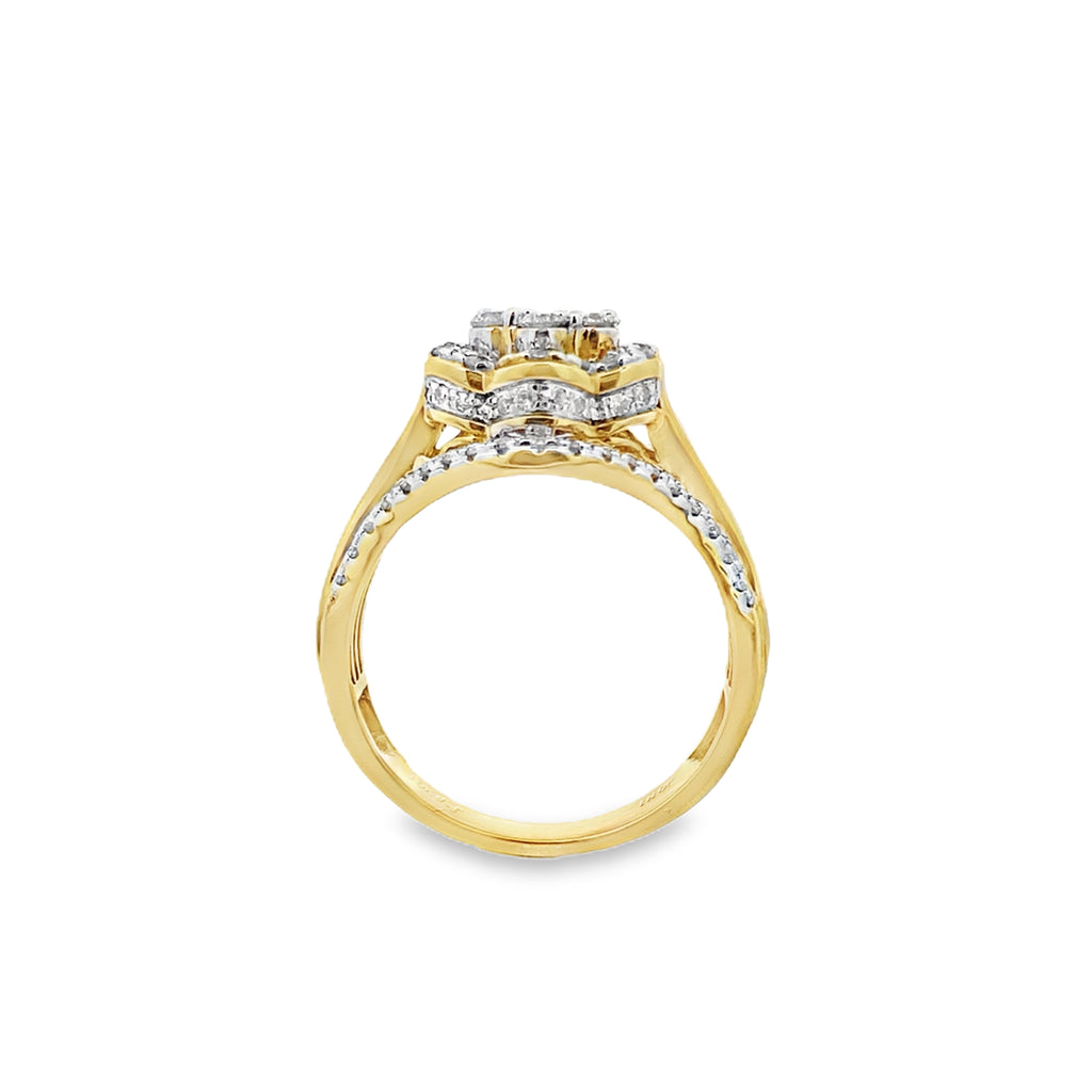 1.00Ctw 10K Yellow Gold Diamond Fashion Ring Size 7 2.8Dwt