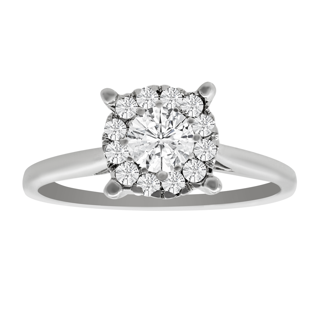 0.25Ct 14K White  Gold Diamond Engagement Rings Size 7 1.1Dwt