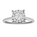 0.25Ct 14K White  Gold Diamond Engagement Rings Size 7 1.1Dwt