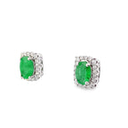 0.18Ctw Diamond 14K White Gold Emerald Center Stud Earr