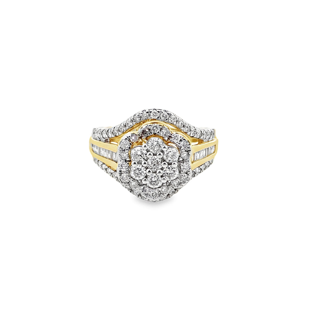 1.00Ctw 10K Yellow Gold Diamond Fashion Ring Size 7 2.8Dwt