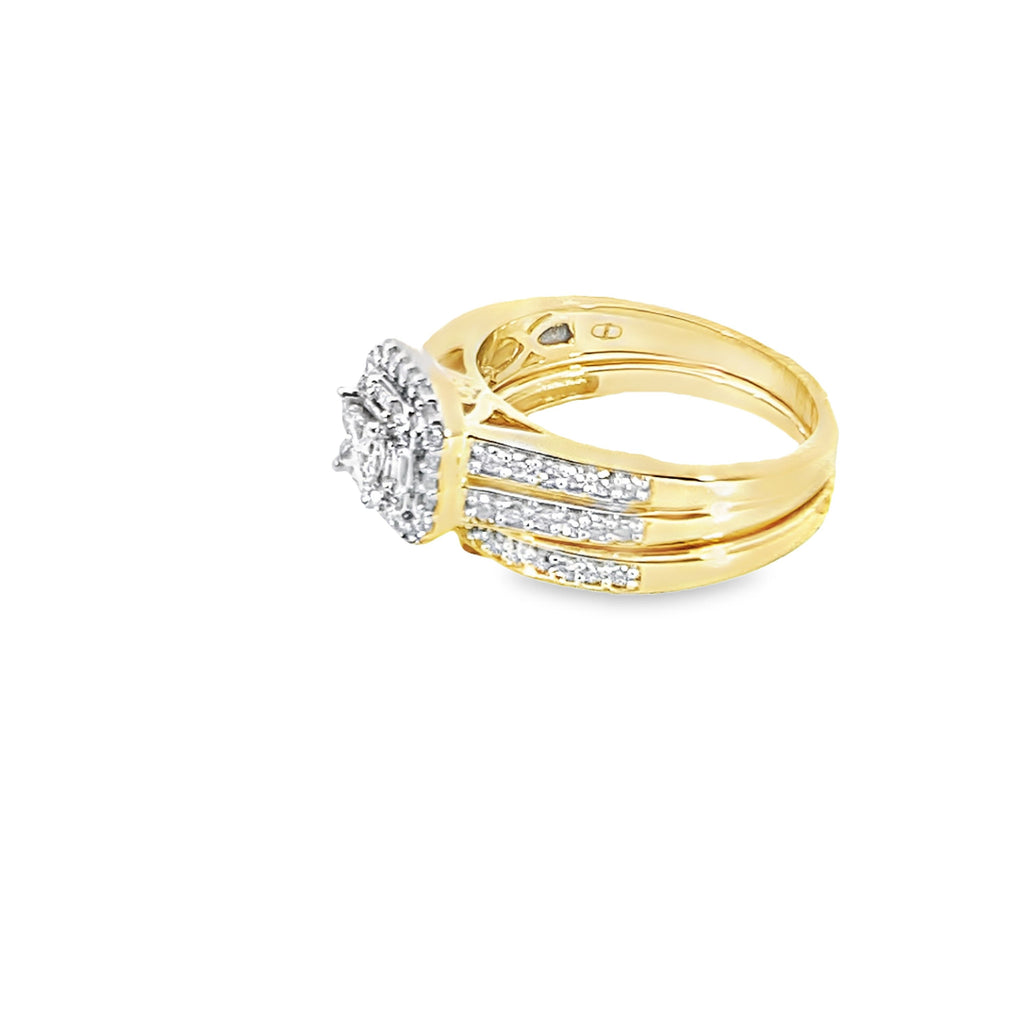 3/4Ctw 10K Yellow Gold Diamond Wedding Set Size 7 3.5Dwt