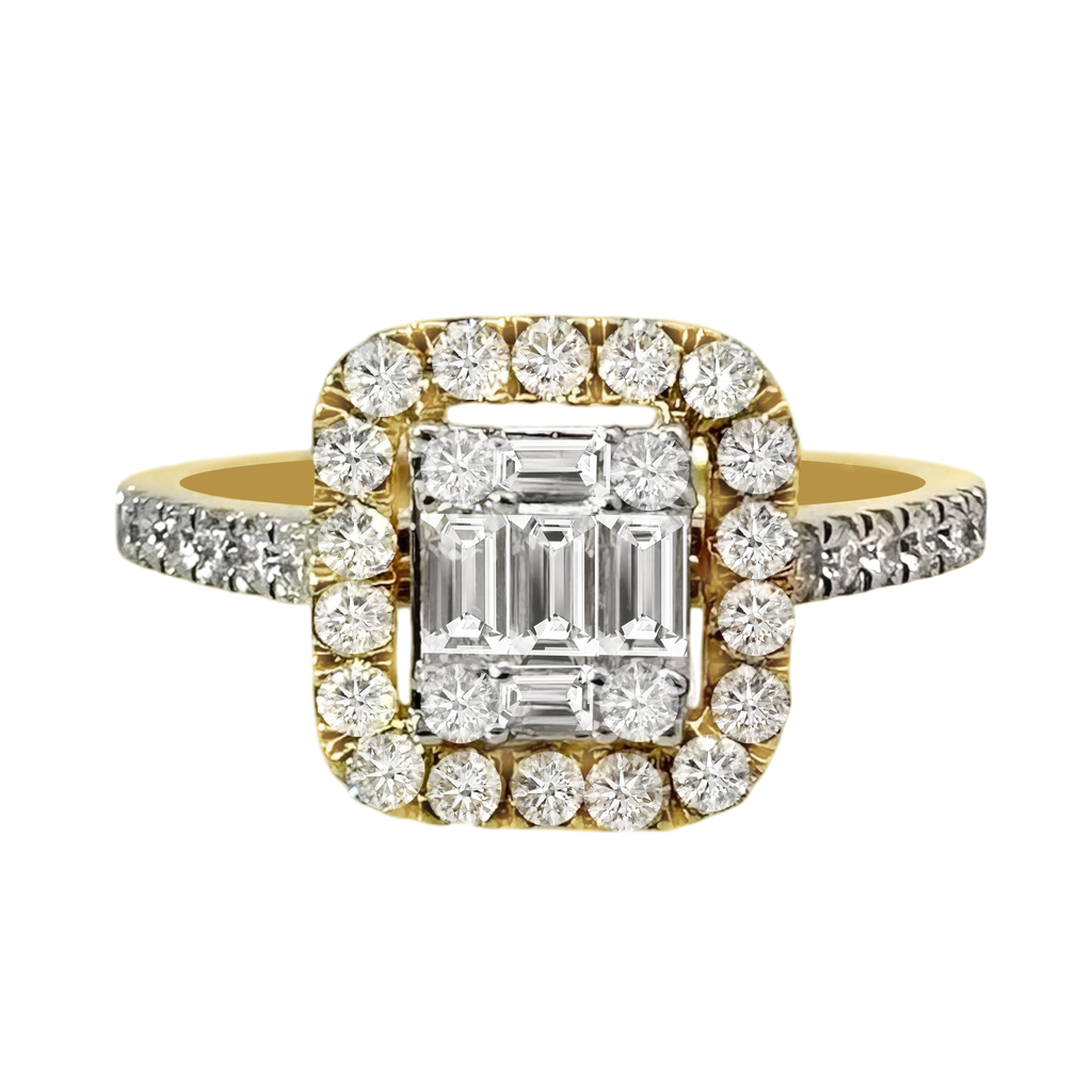 0.73Ctw 14K Yellow Gold Diamond Engagement Rings Size 7 1.8Dwt