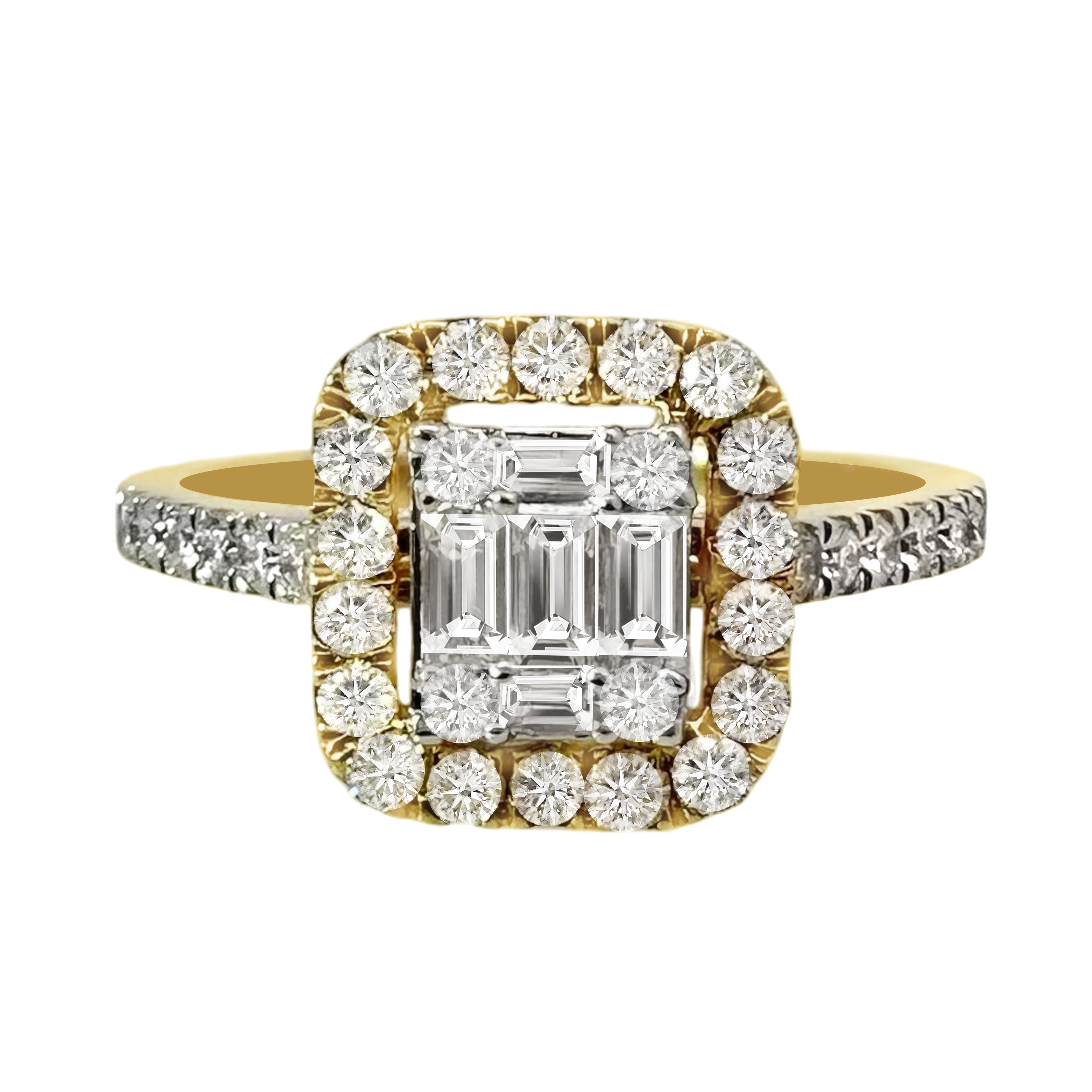 0.73Ctw 14K Yellow Gold Diamond Engagement Rings Size 7 1.8Dwt