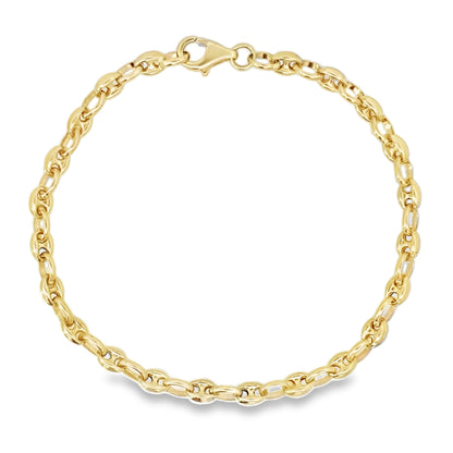 14K Yellow Gold Mariner Link Bracelet 8In 3.2Dwt