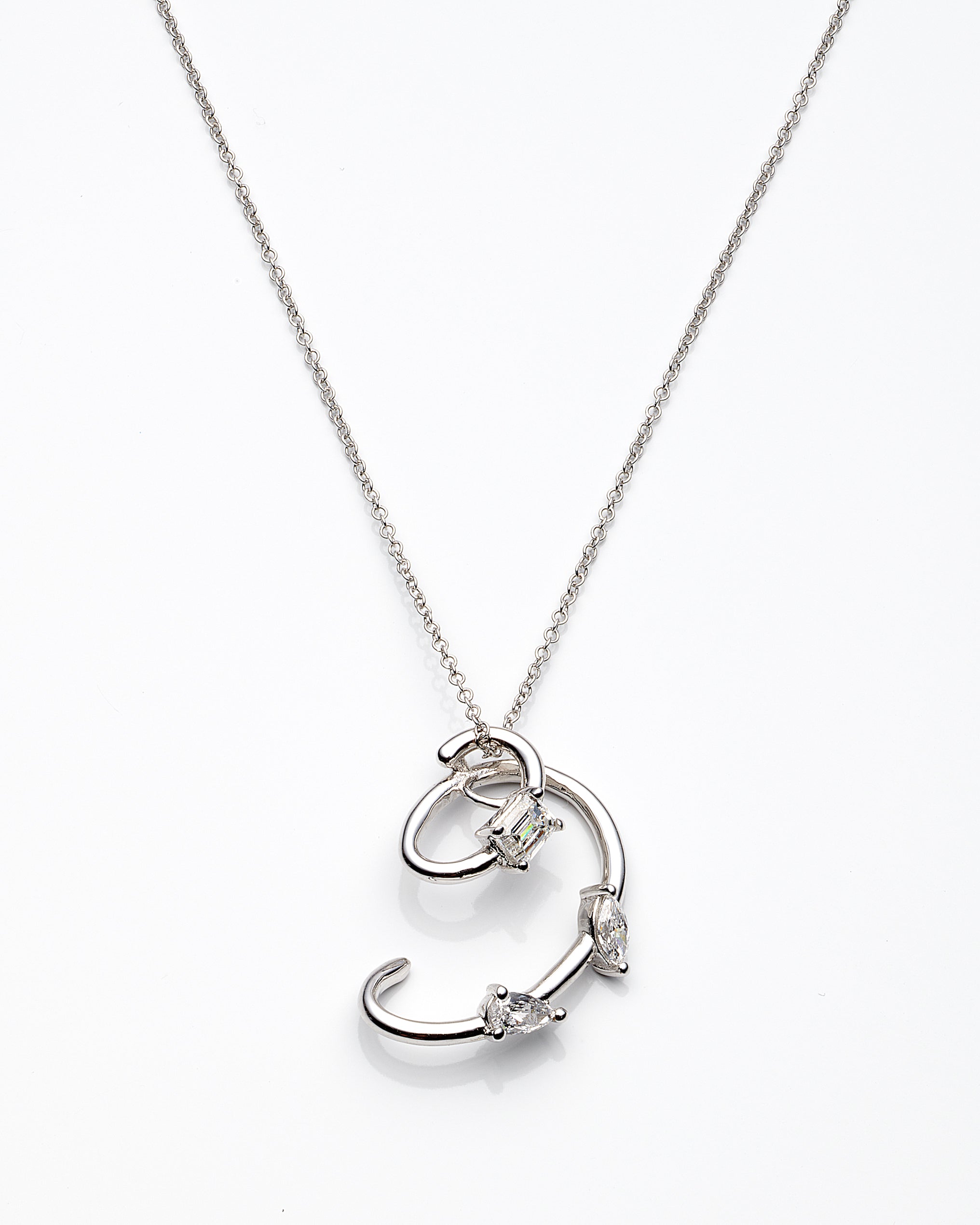 18K White Gold Diamond Necklace 18In 1.4Dwt