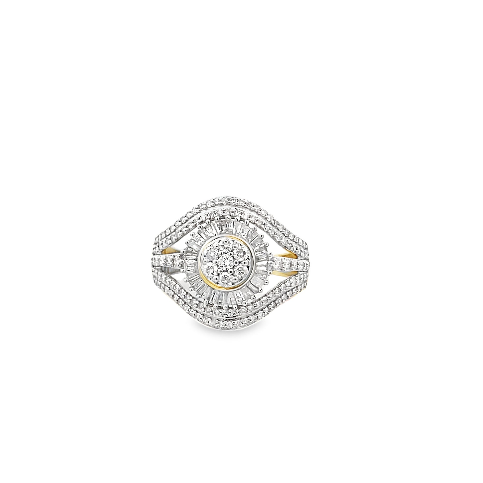 1.00Ctw 10K Yellow Gold Diamond Fashion Ring Size 7 2.9Dwt