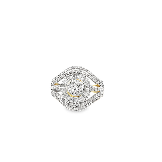 1.00Ctw 10K Yellow Gold Diamond Fashion Ring Size 7 2.9Dwt