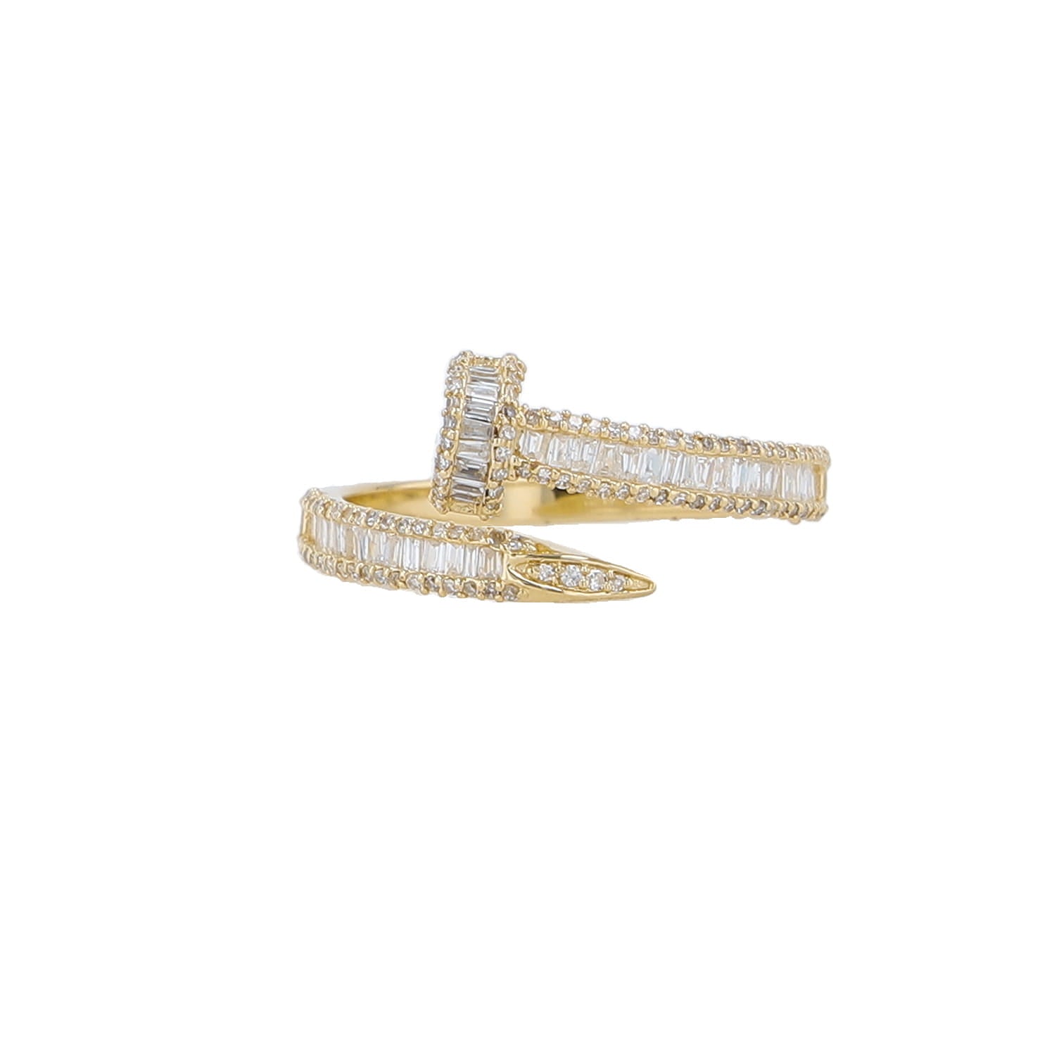 0.45Ctw 10K Yellow Gold Diamond Nail Ring Size 7