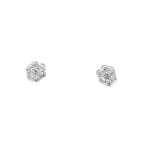 0.25Ctw 14K White Gold Diamond Flower Cluster Stud Earrings