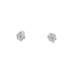0.25Ctw 14K White Gold Diamond Flower Cluster Stud Earrings