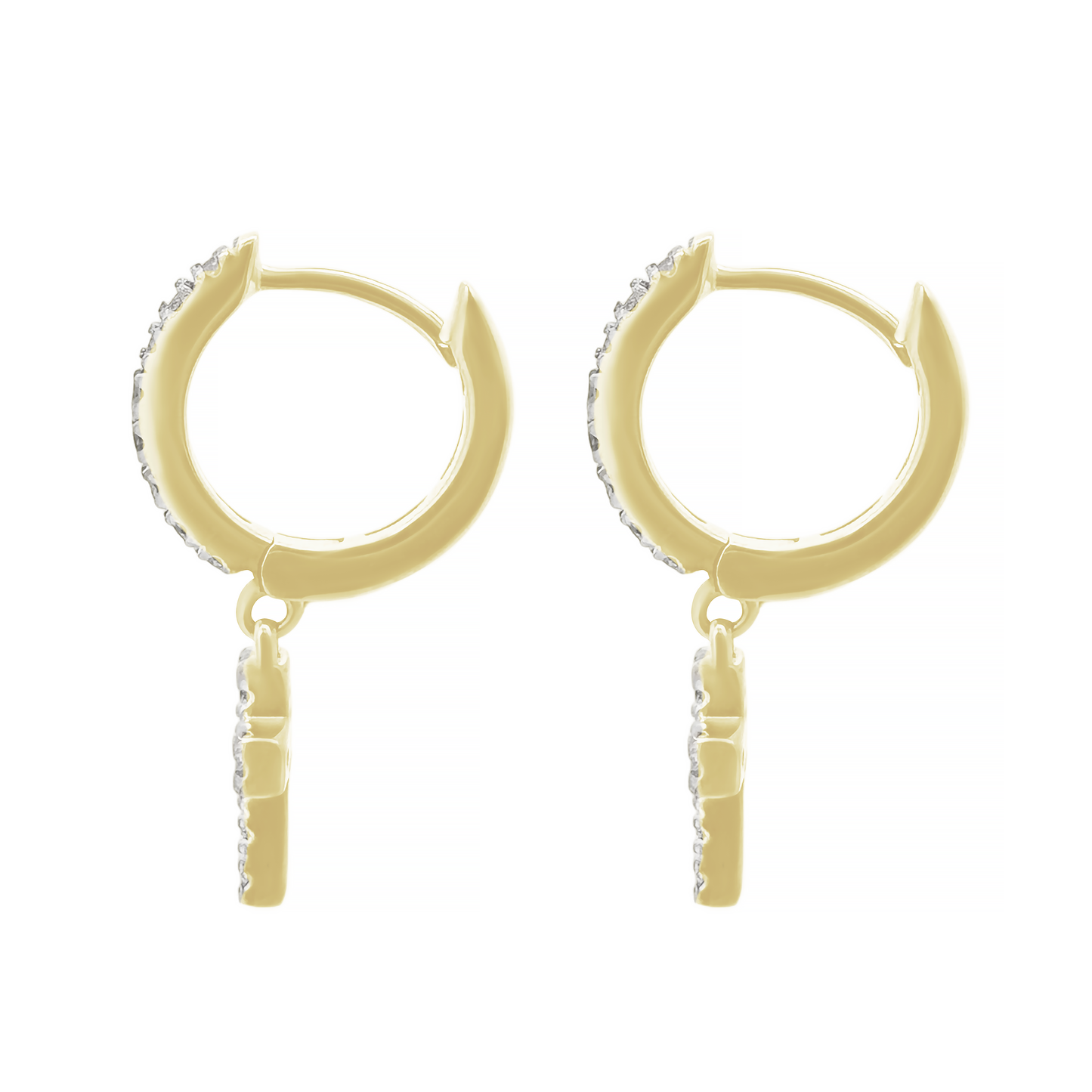 0.33Ctw 10K Yellow Gold Diamond Hoop W/Cross Earrings
