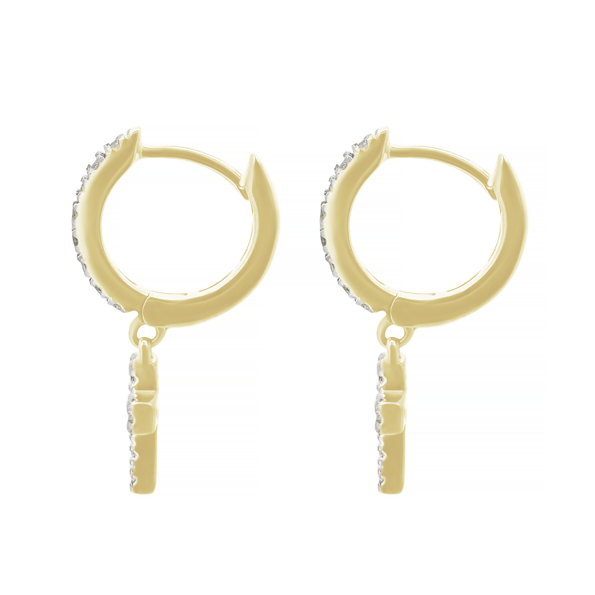 0.33Ctw 10K Yellow Gold Diamond Hoop W/Cross Earrings