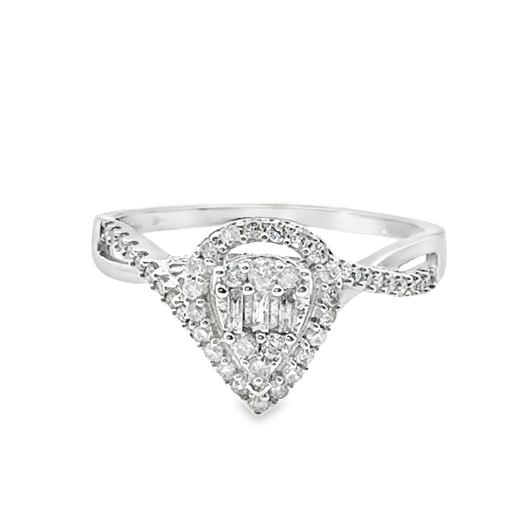 0.25Ct 10K White Gold Diamond Engagement Ring Size 7 1.2Dwt