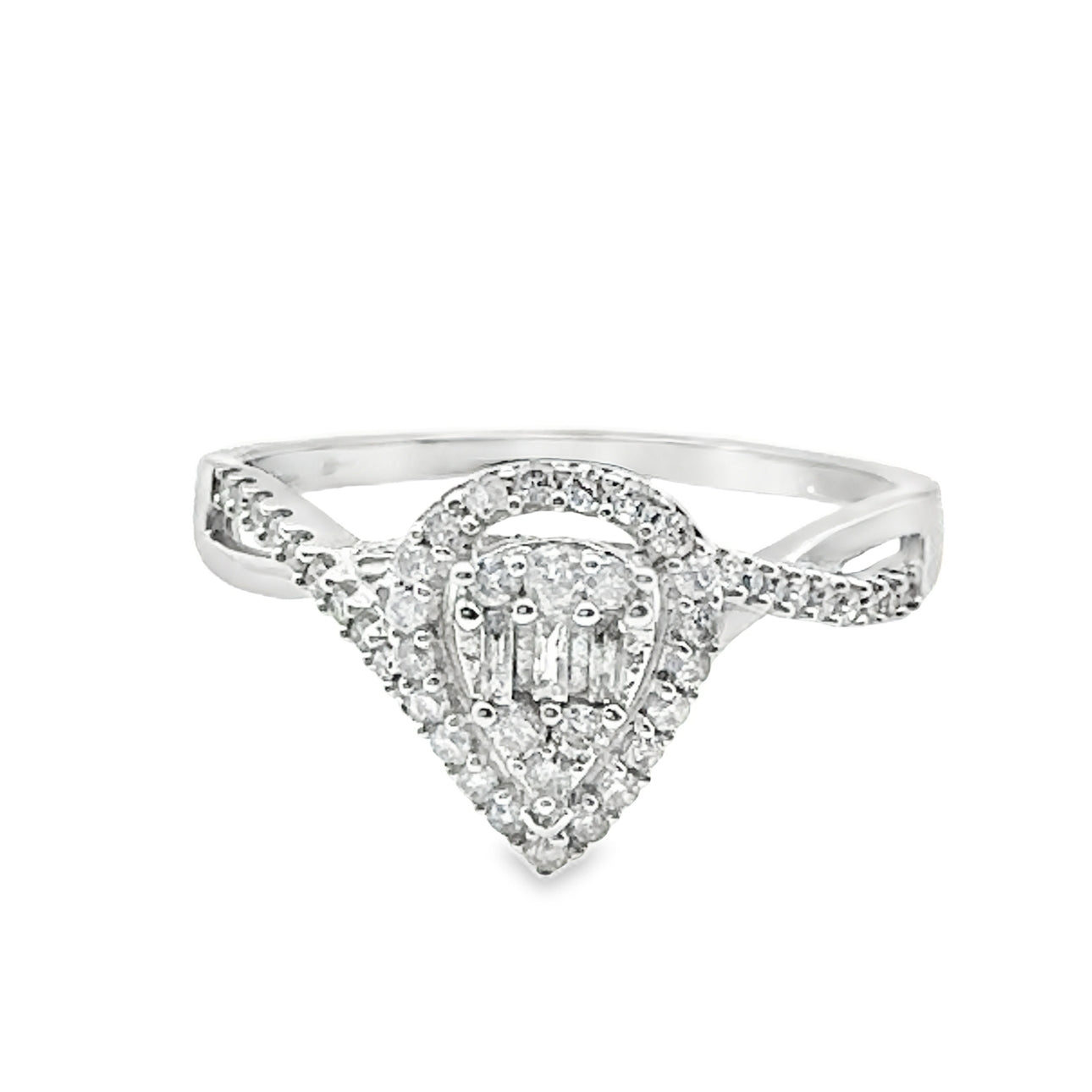 0.25Ct 10K White Gold Diamond Engagement Ring Size 7 1.2Dwt