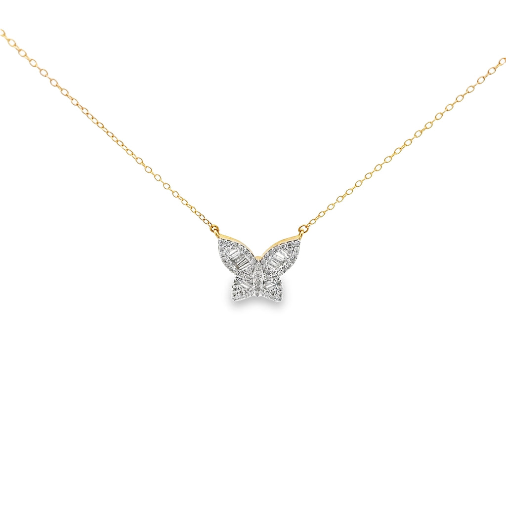 0.50Ctw14k Yellow Gold Diamond Butterfly Pendant Necklace 18In 2.0Dwt