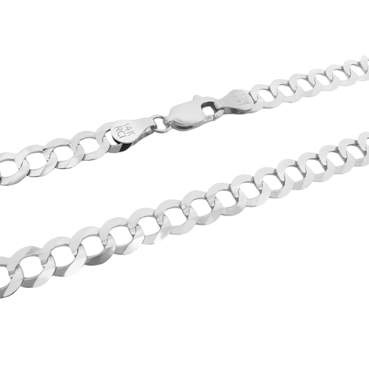14K White Gold Curb Link Chain 5.5Mm 22In 11.3Dwt
