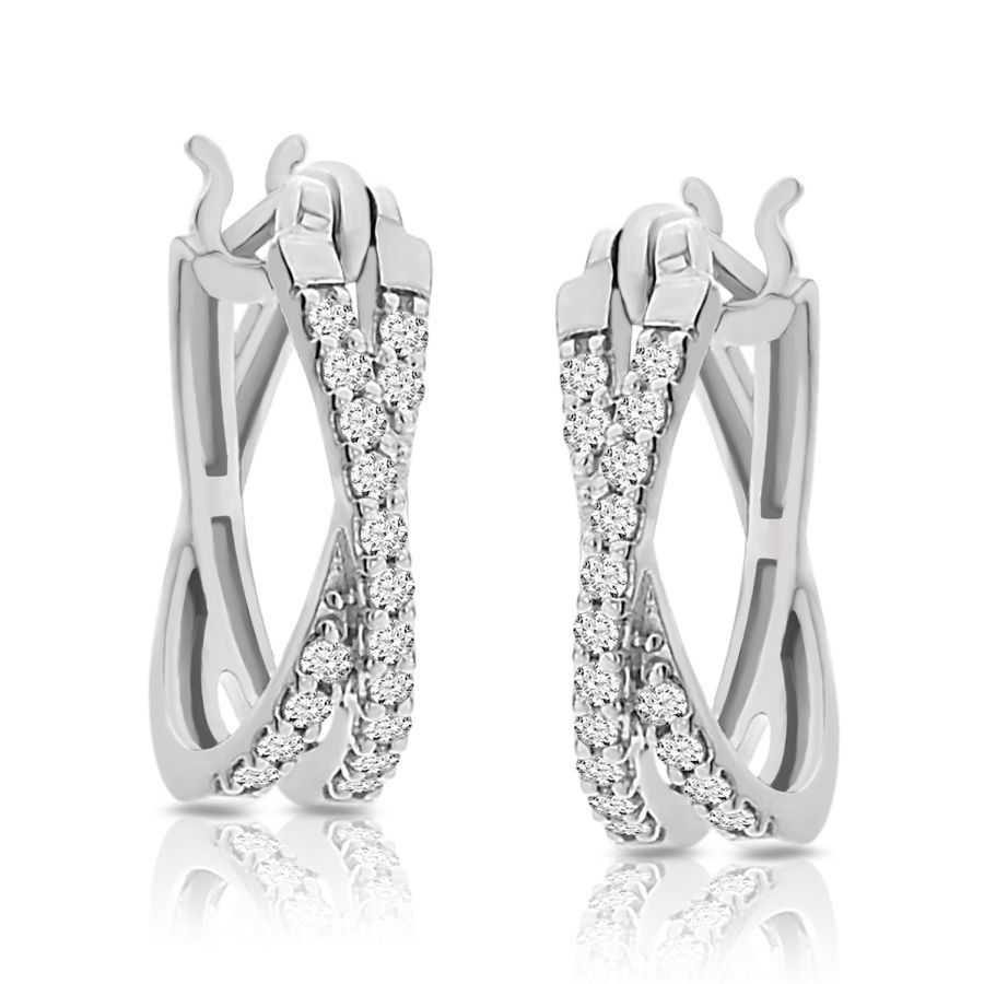 LADIES EARRINGS 0.25CT ROUND DIAMOND 10K WHITE GOLD